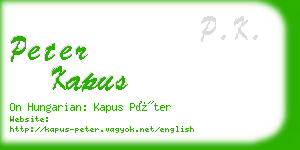 peter kapus business card